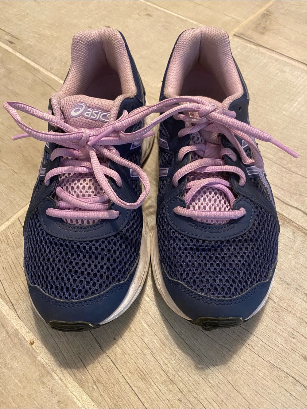 ASICS Kids Navy and Light Pink Sneakers